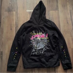 Black Hoodie with Spider Web Graphic Young Thug